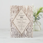 Rustic Wood Grain Surprise 60th Birthday Dinner Kaart (Staand voorkant)