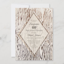 Rustic Wood Grain Surprise 60th Birthday Dinner