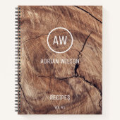 Rustic Wood Grain Texture Monogram Recipes Notitieboek (Voorkant)