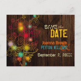 Rustic Wood Grain Trees Fall Wedding Save the Date Aankondigingskaart