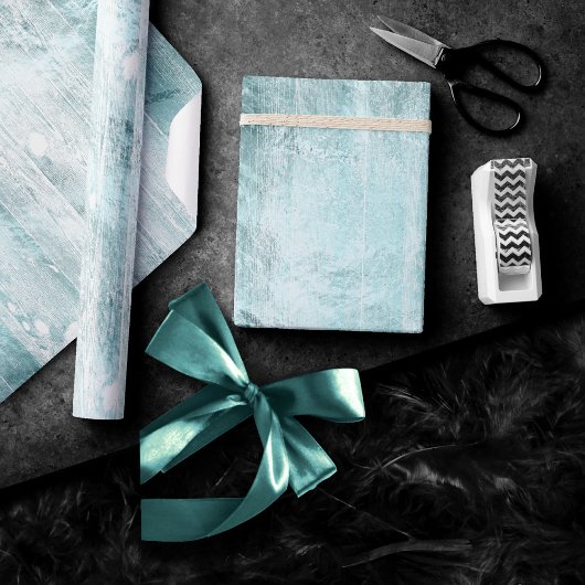 Rustic Wood Grain | Turquoise Blauwgroen Blue op W Cadeaupapier