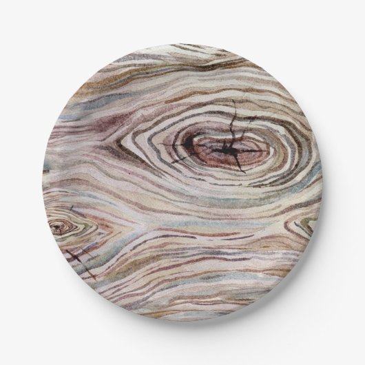 Rustic Wood Grain Waterverf Land Weddenschap Papieren Bordje (Voorkant)