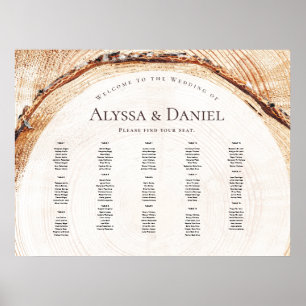 Rustic Wood Grain Wedding door Tafel Zitting Grafi Poster