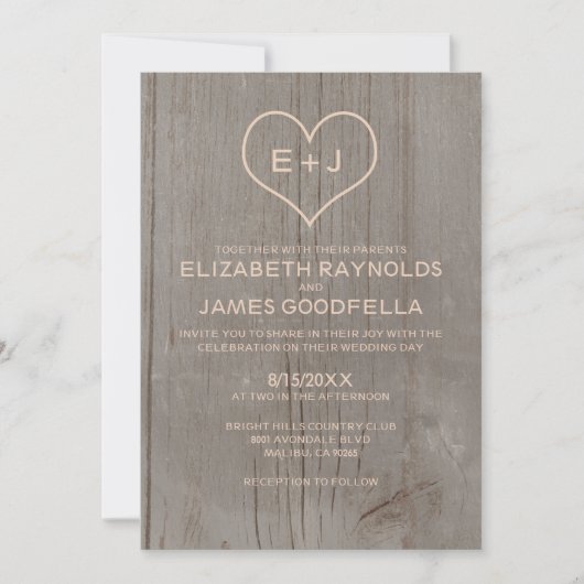Rustic Wood Grain Wedding Invitations Kaart (Voorkant)