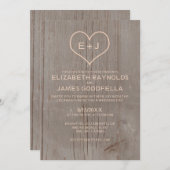 Rustic Wood Grain Wedding Invitations Kaart (Voorkant / Achterkant)