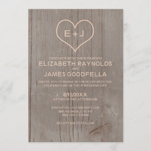 Rustic Wood Grain Wedding Invitations Kaart