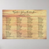 Rustic Wood Grain Wedding Reception Sezing Chart Poster (Voorkant)