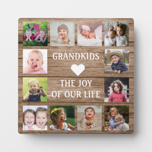 Rustic Wood Grandchildren Citaat 12 Foto Collage Fotoplaat (Voorkant)