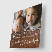 Rustic Wood Grandma & Grandpa Foto Vierkante Klok (Hoek)