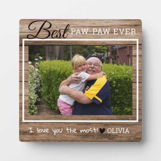Rustic Wood Grandpa Best Paw Ever Photo Fotoplaat (Voorkant)