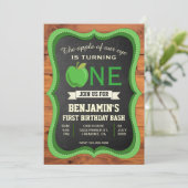 Rustic Wood Green Apple 1e eerste verjaardag Kaart (Staand voorkant)