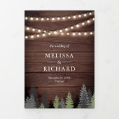 Rustic Wood Green Kerstfeest Weddenschap Drieluik Uitnodiging (Cover)
