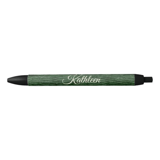 Rustic Wood Green Monogram Zwarte Inkt Pen (Voorkant)