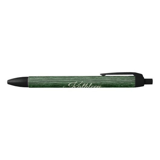 Rustic Wood Green Monogram Zwarte Inkt Pen (Bovenkant)
