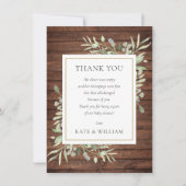 Rustic Wood Greenery Baby Shower Gedicht Bedankkaart (Voorkant)
