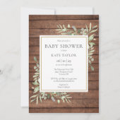 Rustic Wood Greenery Baby shower / Sprinkle Kaart (Voorkant)