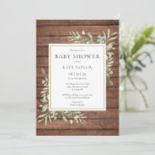 Rustic Wood Greenery Baby shower / Sprinkle Kaart (Staand voorkant)