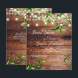 Rustic Wood & Greenery Bridal Shower<br><div class="desc">Rustic Wood Greenery Bridal Shower Invitations,  elegante en eenvoudige waterverf Green Leaves en Wood light string,  elegant calgraphy,  die eenvoudig en snel met je details moeten worden aangevuld. Bekijk de volledige suite voor dit ontwerp in mijn winkel.</div>