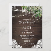 Rustic Wood Greenery bruiloft foto uitnodiging (Voorkant)