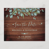 Rustic Wood Greenery Budget Wedding Save the Date (Voorkant)