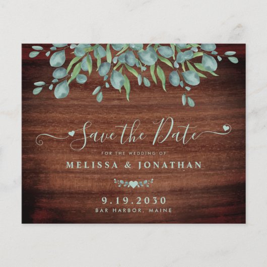Rustic Wood Greenery Budget Wedding Save the Date (Voorkant)
