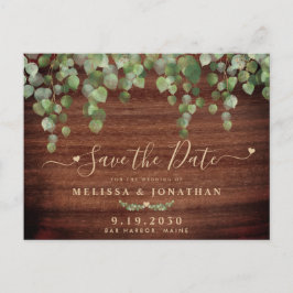 Rustic Wood Greenery Country Wedding Save the Date Aankondigingskaart