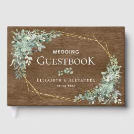 Rustic Wood Greenery Elegant Eucalyptus Wedding Gastenboek