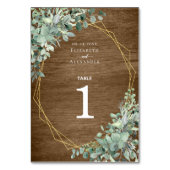 Rustic Wood Greenery Eucalyptus Geometric Wedding Kaart (Achterkant)