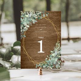 Rustic Wood Greenery Eucalyptus Geometric Wedding Kaart