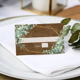 Rustic Wood Greenery Eucalyptus Geometric Wedding Plaatskaartje