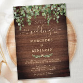 Rustic Wood Greenery Eucalyptus Gold Wedding Kaart