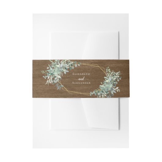 Rustic Wood Greenery Eucalyptus Gold Wedding Uitnodigingen Wikkel (Voorkant Voorbeeld)
