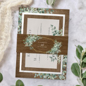 Rustic Wood Greenery Eucalyptus Gold Wedding Uitnodigingen Wikkel