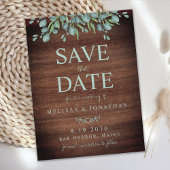 Rustic Wood Greenery Eucalyptus Save the Date Briefkaart
