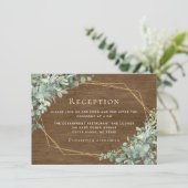 Rustic Wood Greenery Eucalyptus Wedding Reception Informatiekaartje (Staand voorkant)