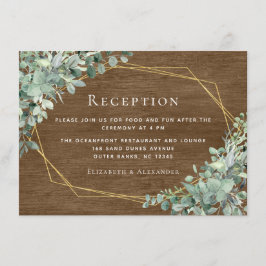 Rustic Wood Greenery Eucalyptus Wedding Reception Informatiekaartje