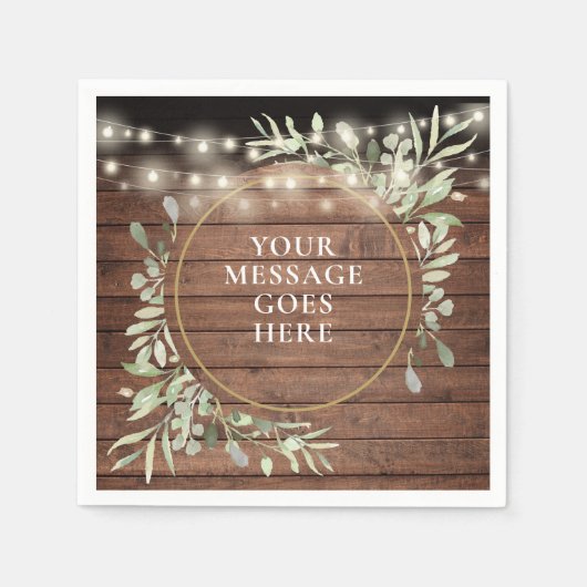 Rustic Wood Greenery Foliage String Lights Servet (Voorkant)