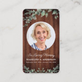 Rustic Wood Greenery Funeral Prayer Kaart Memorial Contactkaartje (Voorkant)