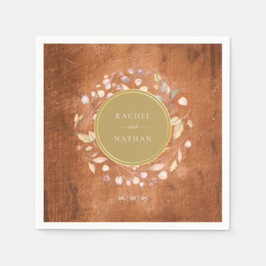 Rustic Wood Greenery Garland Wedding Servet (Voorkant)