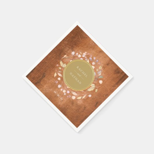 Rustic Wood Greenery Garland Wedding Servet (Hoek)