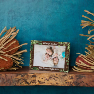 Rustic Wood Greenery Name Photo Plaque Fotoplaat