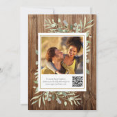 Rustic Wood Greenery QR Code Foto Vrijgezellenfees Kaart (Achterkant)