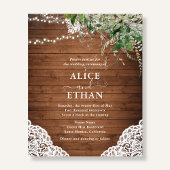 Rustic Wood Greenery QR Code Wedding Cheap Flyer