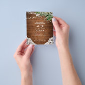 Rustic Wood Greenery QR Code Wedding Cheap Flyer (Hand)