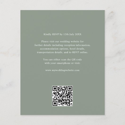 Rustic Wood Greenery QR Code Wedding Cheap Flyer (Achterkant)