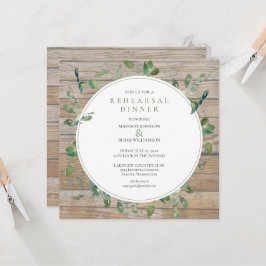 Rustic Wood Greenery Rehearsal Dinner Invitation