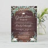 Rustic Wood Greenery String Lights Afstuderen Kaart (Staand voorkant)