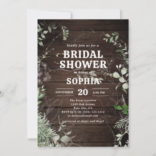 Rustic Wood Greenery Vrijgezellenfeest Kaart (Voorkant)