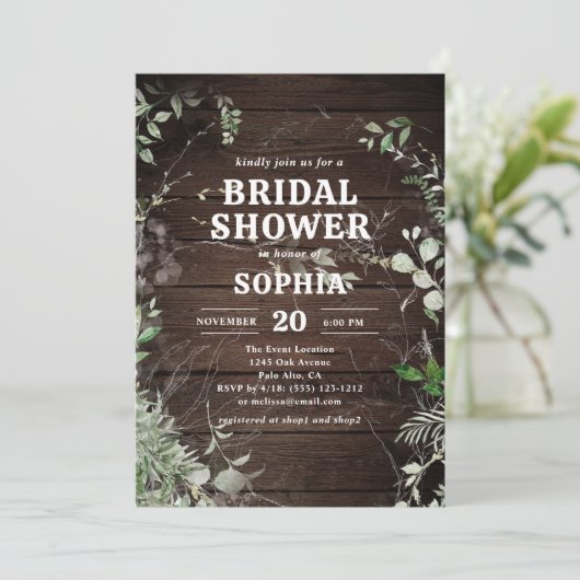 Rustic Wood Greenery Vrijgezellenfeest Kaart (Staand voorkant)