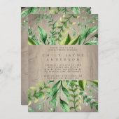 Rustic Wood Greenery Vrijgezellenfeest Modern Kaart (Voorkant / Achterkant)